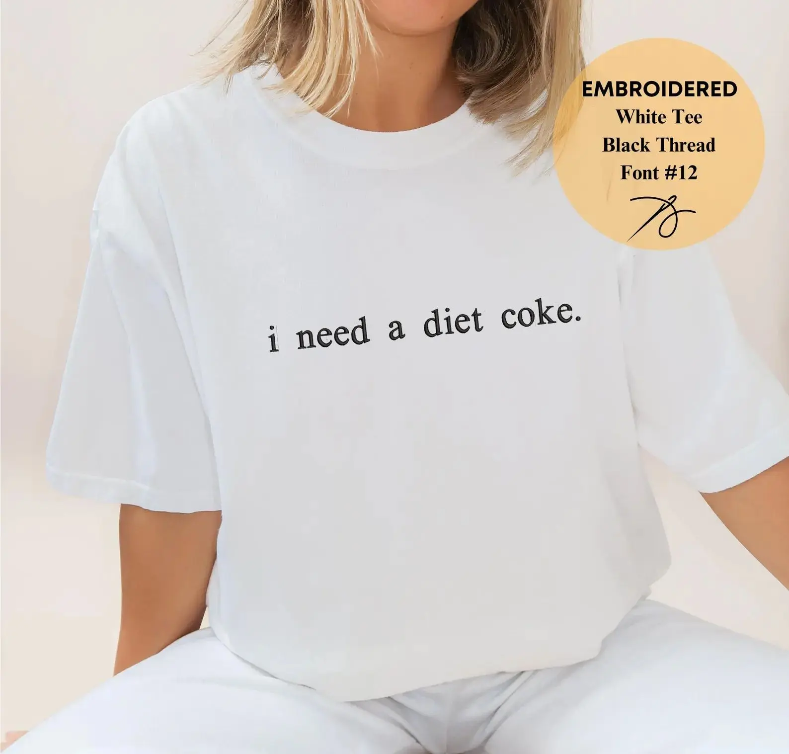 Funny Embroidered Graphic Tee, Soda Lover Shirt, Casual Minimalist T-Shirt, Trendy Everyday Wear