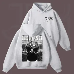 Tupac Shakurr Middle Finger Vintage Style Unisex Hoodie, 90s Hip Hop Legend Graphic T-Shirt, Rap Fan SweatShirt, 2-Sided Print, Full Size Gift for Fans