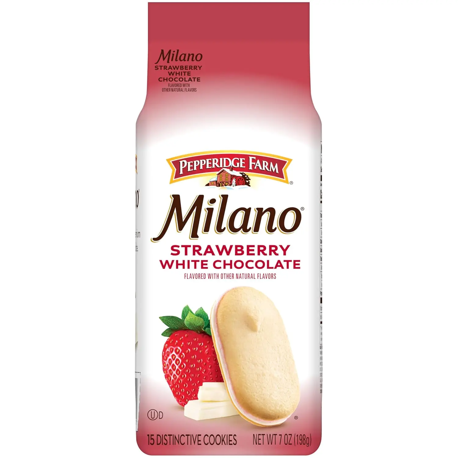Pepperidge Farm Milano White Chocolate Strawberry Flavored Cookies, 7 Oz