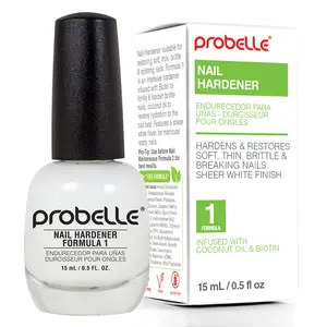 Probelle Nail Hardener Formula 1 - Repair Damaged Nails, Extra Strong Nail Growth Treatment For Brittle Nails, Grows and Restores Soft, Weak Nails, Aids Splitting, Breaking, Peeling Nails, Sheer White nail support