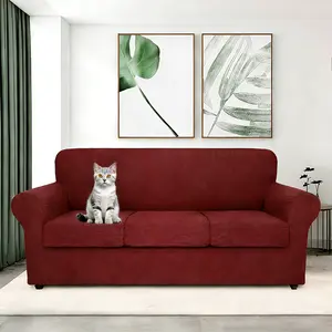 Stretch Sofa Slipcover for 1-3 Cushion Couches (includes separate seat & back cushions), Universal Fit, Easy Care Elastic Couch Cover