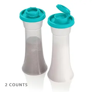 Large Plastic Salt & Pepper Shakers Set of 2, Moisture-Proof Lid, Timer Design, Timer Function, Home Kitchen Restaurant Camping Use