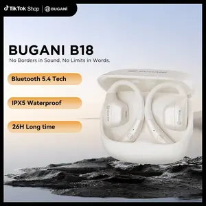 BUGANI B18 Bluetooth 5.4 Earphones with IPX5 Waterproof, 26H Battery Life, Ergonomic Design, Adjustable Angles, Noise Cancelling, Mic Included, White Audio Electronic Earbud Headset Wireless