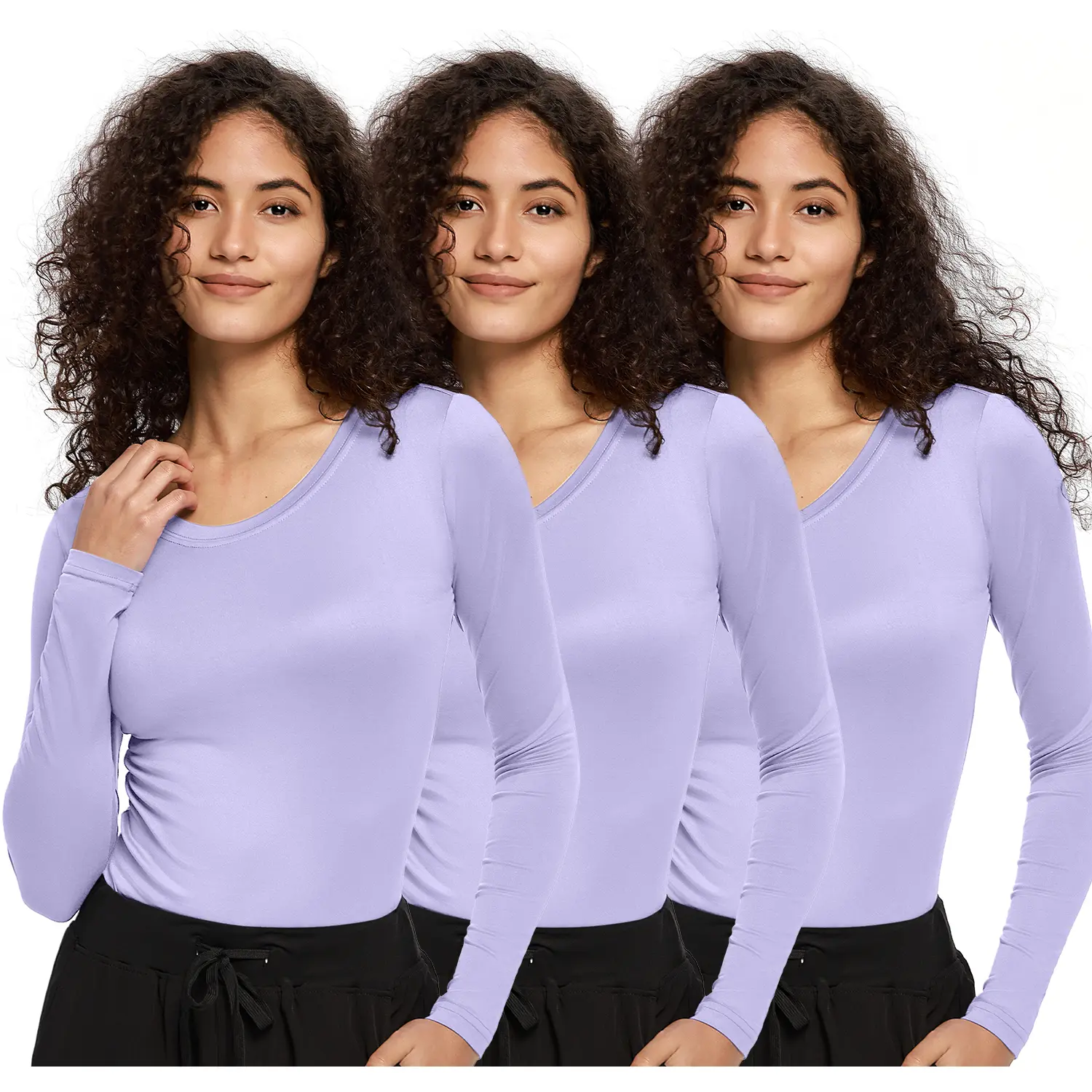 Vibrant Colors | COZYFIT 3-Pack Women's Long Sleeve Underscrubs - Soft Fabric Women's Undershirts summervibes Casual Comfy Stretchy Casual Fashionable Top