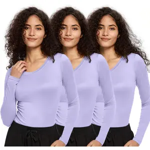 Vibrant Colors | COZYFIT 3-Pack Women's Long Sleeve Underscrubs - Soft Fabric Women's Undershirts