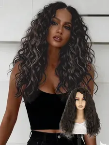 16 Inch Synthetic High Temperature Fiber Curly Hair Wigs Water Wave Extension Hair Wig for Women, Fashionable Daily Wear Hair Accessory, Wavy Synthetic Hair