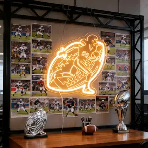 American Football Team Neon Sign – 12.6"x13.8" USB Powered LED Wall Decor for Man Cave, Bedroom, Game Room & Dorm – Sports Themed Home Lighting