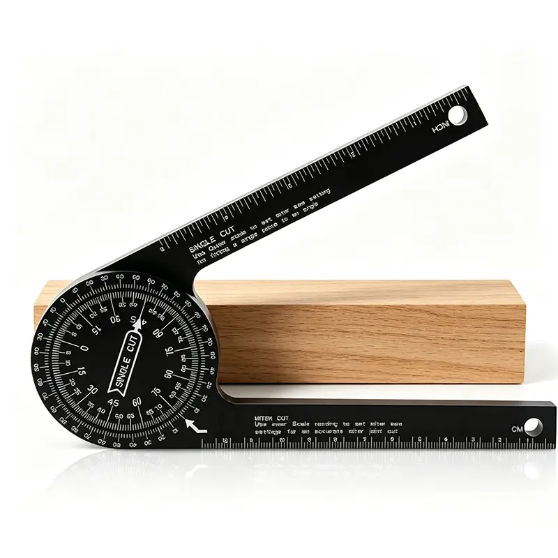 Aluminum Miter Saw Protractor - 360° Rotate Precision Angle Finder Ruler with Laser Engraving, CNC Machined Compact Body, Heavy-Duty Woodworking Tool for Carpenters, Miter Cuts (Home Supplies)