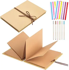 1 piece of scrapbook album, 6x8 inch stretchable folding small album, with photo fixed corner stickers and drawing pens, used for wedding and graduation anniversary albums