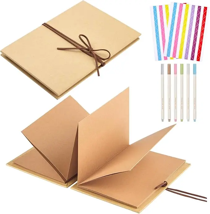 1 piece of scrapbook album, 6x8 inch stretchable folding small album, with photo fixed corner stickers and drawing pens, used for wedding and graduation anniversary albums