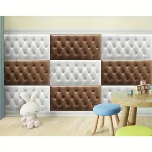 4 Pack 3D Foam Self-Adhesive Wall Stickers, Textured Waterproof Anti-Collision Thick Soft Xpe Material, Bedroom Headboard Decor