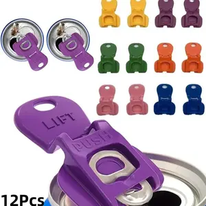 12Pcs Easy Tab Opener, Colorful Drink Can Protector Cap for Soda, Beer, Coke Shields From Bugs, Bees, Dust at the Party, BBQ, Beach, Beverage Can Opener