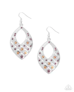 Glittery Gaze - Purple Rhinestone Silver Earrings - Paparazzi