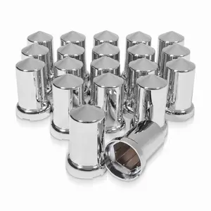 33mm Lug Nut Covers Bullet Flanged ABS Chrome Plastic Push-on Nut Cover Caps for Semi Trucks