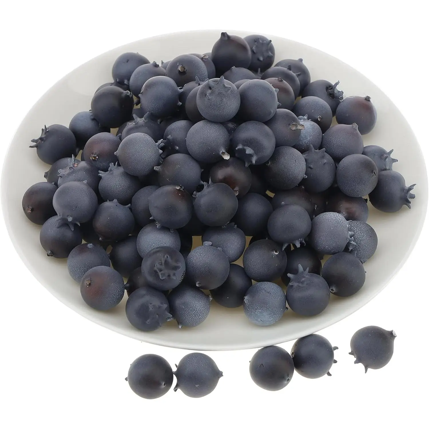 100Pcs Lifelike Fake Blueberries, Artificial Decorative Fake Berries Ornaments for DIY Crafts, Home Decor, Holidays & Celebrations (Plate, Basket, Living Room, Dining Table, Cabinet Display)