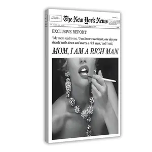 Vintage Black And White Posters for Room Aesthetic, Retro Magazine Headline Funny Quotes Print Picture, Girly Dorm Bar Cart Wall Decor