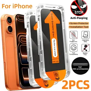 2-Pack Privacy Screen Protectors for iPhone 17 Pro Max, 17 Pro, 17 Air Compatible with 16, 15, 14, 11 Pro Plus Anti-Spy Protective Tempered Glass Screen Protector with Dust-Free Installation Kit Scratch-Resistant, Drop-Proof, Shockproof Protection