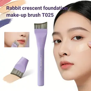 1pc GUOXIAONIU Purple Aluminum Tube Makeup Brush | Real Wood Handle, Ultra-Thin & Flexible, Crescent-Shaped Head, Full Face Flawless Coverage, Conceals Imperfections, Elegant Packaging, Premium Quality, Travel-Friendly, Gift for Girls