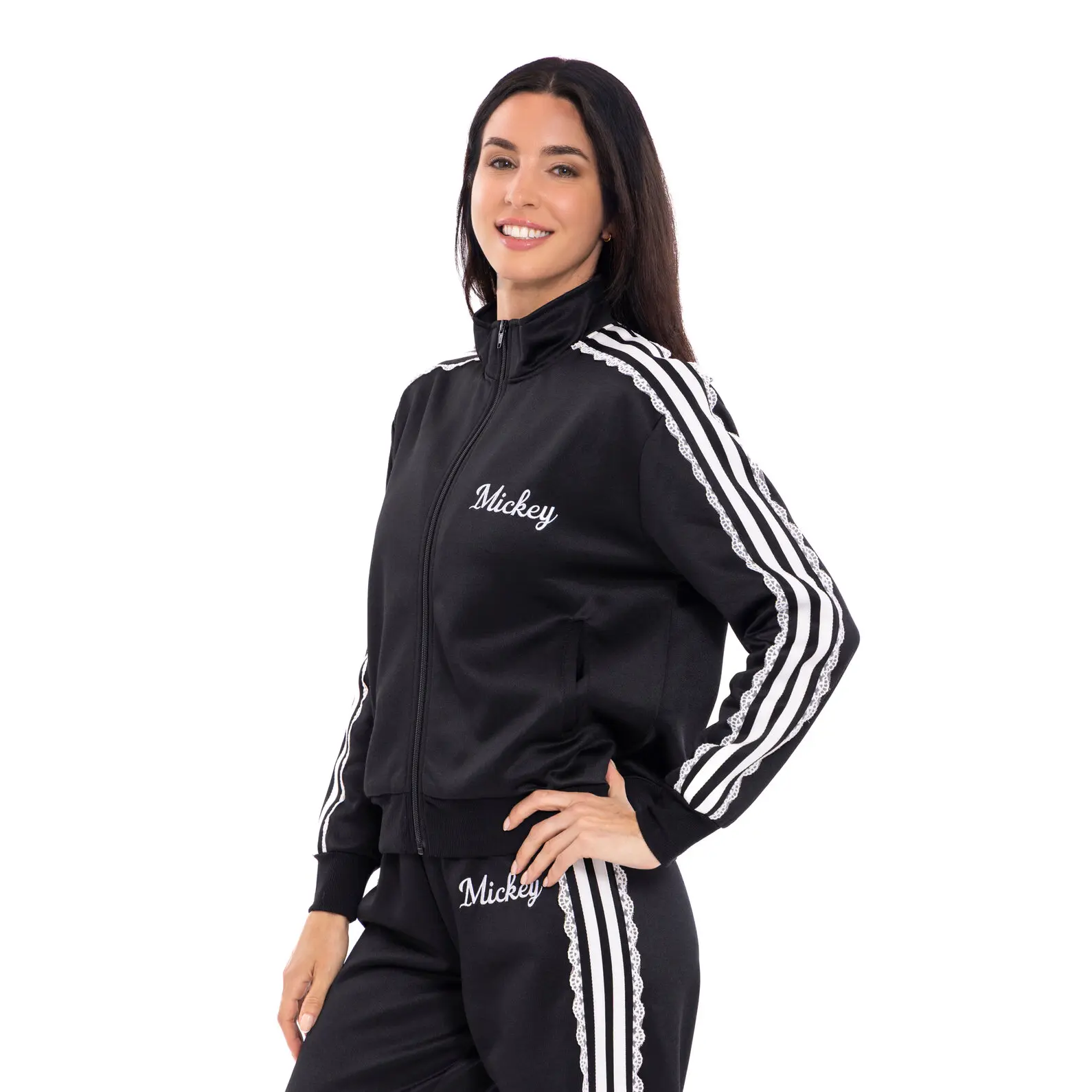 Disney Mickey Mouse Unisex Graphic Track Jacket, Athletic Sports Wear Bomber with Full Zipper, Gift for Holidays, Casual Streetwear, Adults, Birthdays, High-Contrast White Graphics