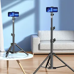Adjustable height phone tripod, live streaming tripod, telescopic foldable metal stand, universal selfie holder, adjustable Swivel Mount bracket, suitable for photography, selfies, live streaming, and video recording