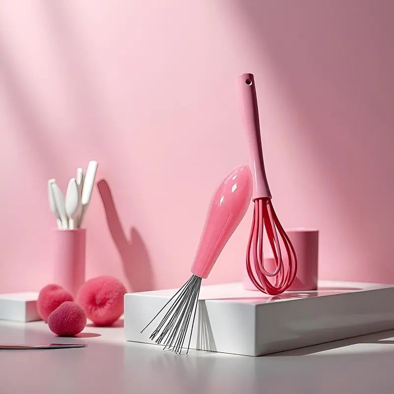 Premium Mini Stainless Steel Whisk with Cute Pink Teardrop Ergonomic Handle - Tiny Manual Mixer for Coffee Foam, Baking; Multi-Purpose Kitchen Tool Ideal for Dorms, Party Gifts