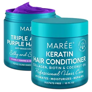 Hair Mask BUNDLE - Keratin Hair Mask 10 oz & Purple Hair Mask 10 oz - MAREE