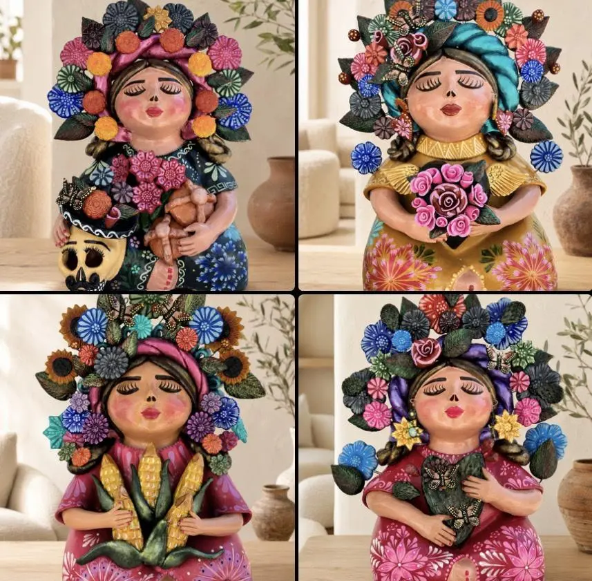 Pachamama  Handmade Metepec Sculpture - Mexican Mother Earth Art,  Clay Figurine Spiritual Folk Art, Home Decor