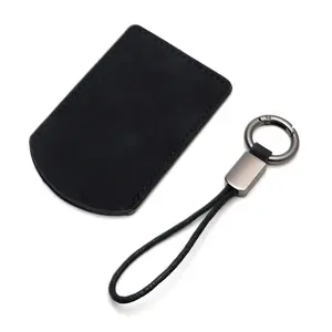 iJDMTOY Black Alcantara Leather Key Card Fob Case Holder Keychain For Tesla Model 3 Y S X Cybertruck Card Key