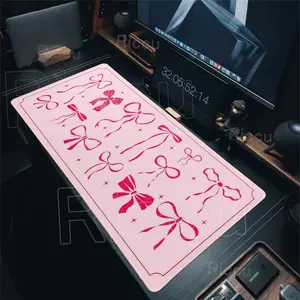 Pink Bow Cartoon Mousepad PC Gamer Cute Large Desk Mat Gaming Pc Cabinet Mouse Pad XXL Kawaii Office Keyboard Rug For Girl Gift