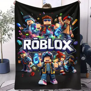 Roblox themed pixel style 3D illustration printed blanket, suitable for use all year round, suitable for beds, sofas, cars, room decorations, and gifts, suitable for children and adults, Pixel Art Blanket