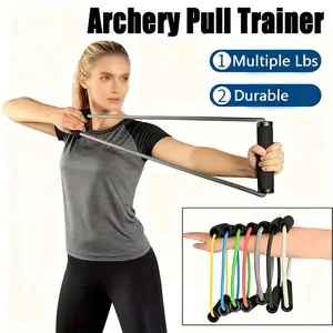 Portable Bow and Arrow Rally Trainer with Elastic Strap - Sport Resistance Training Equipment for Home, Gym and Outdoor Use - Safety Grip, Durable Rubber Construction