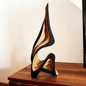 Modern Abstract Wooden Art Piece, Three-Dimensional Layered Wood Carving Ornament, Home Decor, Unique Geometric Flowing Art, Bookshelf, Desk, Living Room Centerpiece