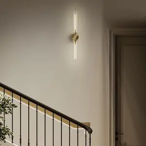 Wall Sconces, 30in Black 2-Light Double Glass Sconces Wall Lighting, Bathroom Knurled Vanity Light Sconces, Wall Lights for Living Room Bedroom（Including Bulb）