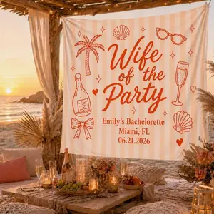 Custom Coastal Bachelorette Banner, Beach Bach Tapestry, Toast on The Coast Party Decor, Wife of The Party Decor, Bride Party Backdrop