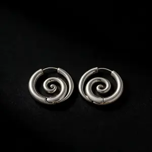 Faux Stretched Spiral Hoop Earrings for Women, Stainless Steel Coil Earrings, Gothic Spiral Ear Cuffs, Hypoallergenic Cartilage Helix Ear Jewelry