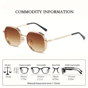 Unisex Hexagonal Metal Punk Style Fashion Glasses - Rose Gold Color for Parties and Casual Gatherings, Lightweight and Durable Modern Design Novelty Glasses, Trendy Accessory, Comfortable Nose Pads