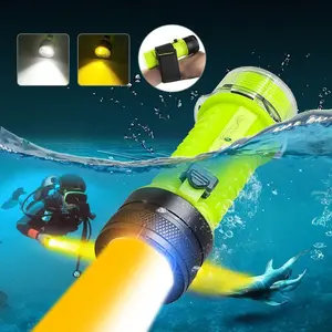Rechargeable Diving Flashlight, 50M Waterproof Flashlight, 2 Modes Flashlight, Diving Lamp, Suitable for Turbid Underwater Hunting, Diving, Fishing