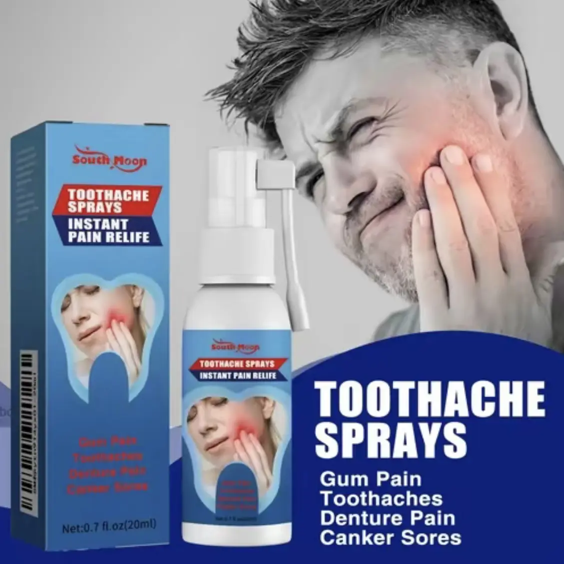 Toothache Analgesic Spray for Fast Pain Relief, Reduces Gum Inflammation and Sensitivity, Gentle Daily Oral Care - 20ml, 2 Pack, Fast Spray, Regular Use