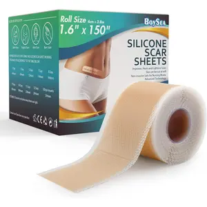 Professional Silicone Scar Sheets (1.6" X 150" Scar Roll-3.8M) - Scars Removal Treatment - Reusable Silicone Scar Tape Strips Type for Keloid, C-Section, Surgery, Burn, Acne Et Boysea