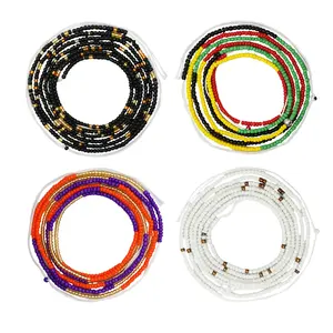 4PCS 50” Handmade African Waist Beads for Women Non-Stretching(Tie-on)