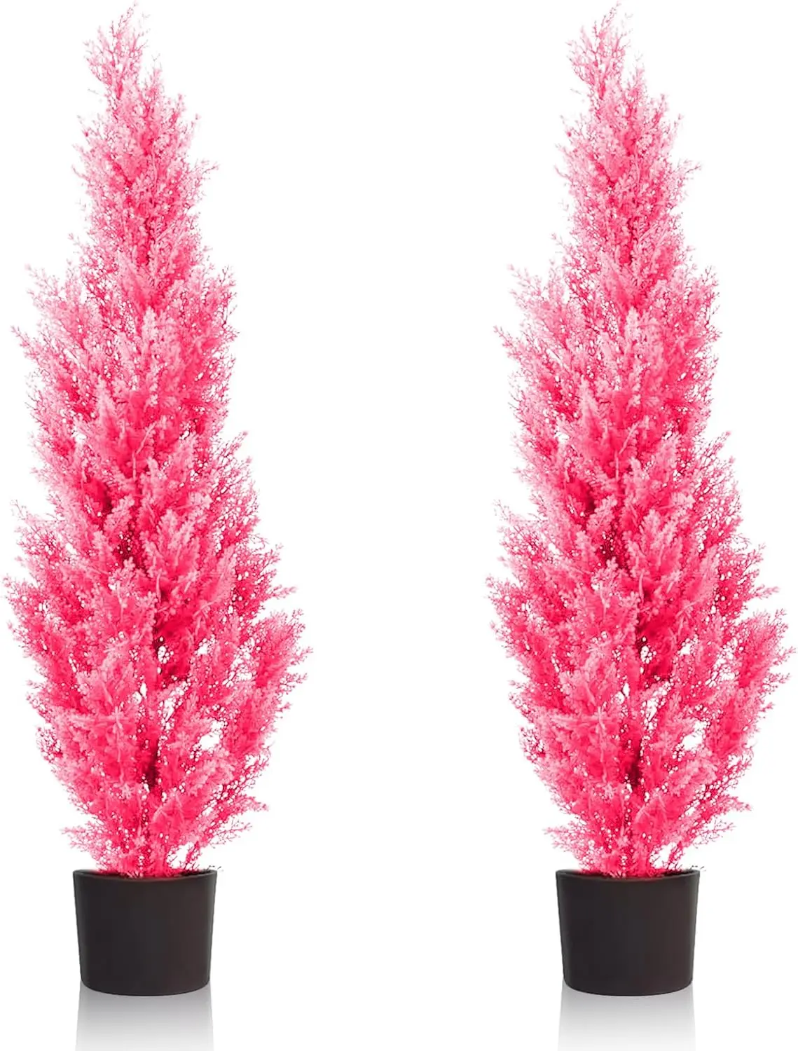 5 Feet Pre-Potted Evergreen Outdoor Artificial Cedar Tree for Front Porch Decor, Outdoor Entryway Decor Fake Tree, Tall Faux Tree with UV Resistant Coating (2 Pack)