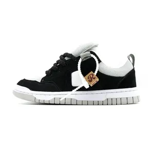 Men's Black Chunky Low-Top Closed Bread Sneakers - Durable Breathable Casual Trainers, Trendy Couple-Style Cloth-Upper Walking Footwear, All-Seasons Athletic Shoes