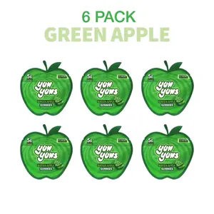 6 Pack Yum Yums Green Apple Gummie Slices - 5g Sugar per Bag, 70 Calories, Natural Apple Flavor, 1.8 oz Snack