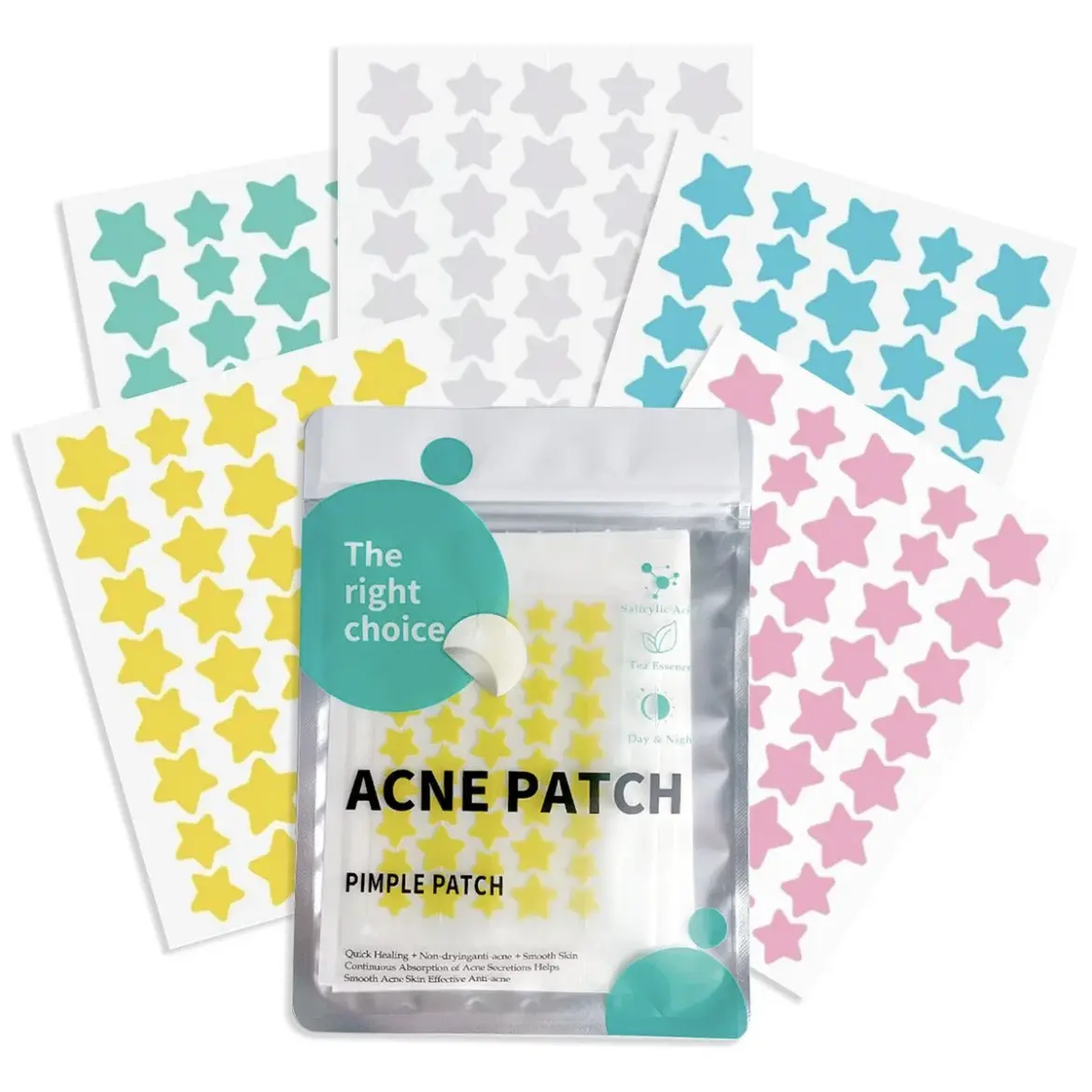 Star Pimple Patch, 200pcs/box Easy To Peel Acne Cover Sticker, Facial Skin Care Accessories for All Skin Types, Multicolor