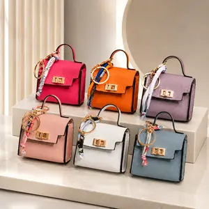 4-in-1 Decompression Button Geometric PU Leather Mini Square Pendant Keychain - Durable High-Quality Material, Colorful Strap, Daily Casual Bag Charm Accessory for Backpacks Purses Cars gift emotional  wife couple friendship birthday gift all-match trendy