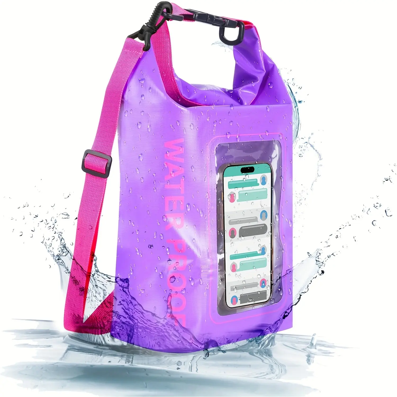 1.32 Gallon (5L) High-Quality Outdoor Dry Bag with Roll-Top Design, Dry Bags with Phone Pocket and Adjustable Straps for Kayaking, Surfing, Camping and Fishing, Waterproof Boating Accessory