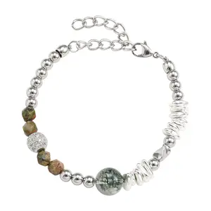Medieval Style Crystal & Silver Chip Stone Bracelet |       Unique Light Luxury Hand Chain, Unisex Exquisite Premium Jewelry, Trendy Bracelet