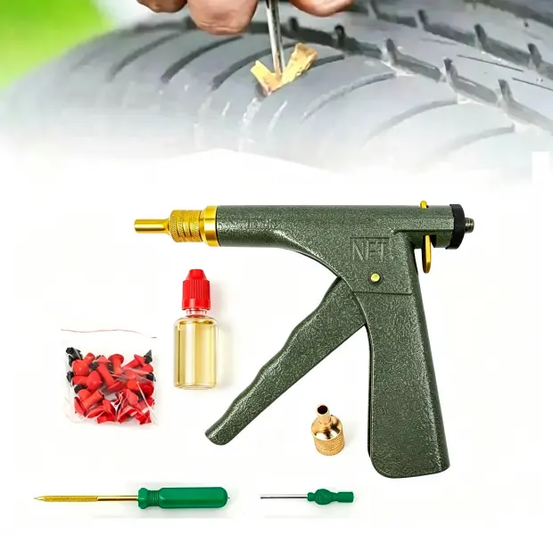 Professional Heavy-Duty Tubeless Tire Repair Gun Kit with Mushroom Plugs, Compact Design, Heavy-Duty Durable Build for Car, Motorcycle Emergency Repairs, DIY Maintenance & Auto Mechanics Tools, Cars