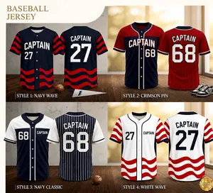 Captain Baseball Jersey, Custom Name & Number Button Down Sports Shirt, Wave Stripe Team Uniform#BaseballJersey#CustomJersey#Sportswear#TeamUniform