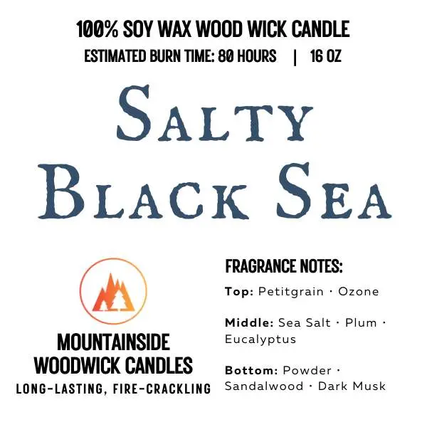Salty Black Sea (16 oz.) - Large Wood Wick Candle